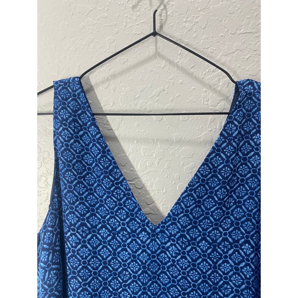 Lauren Ralph Lauren Geo Print Indigo Sky V-neck Dress sz 14 boho coastal - Picture 4 of 7